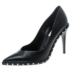 Valentino Black Leather Rockstud Pointed Toe Pumps Size 40