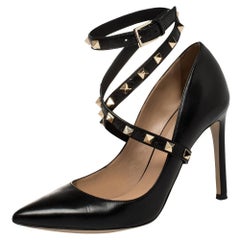 Valentino Black Leather Rockstud Pumps Size 36.5