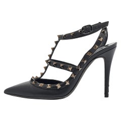 Valentino Black Leather Rockstud Pumps Size 37
