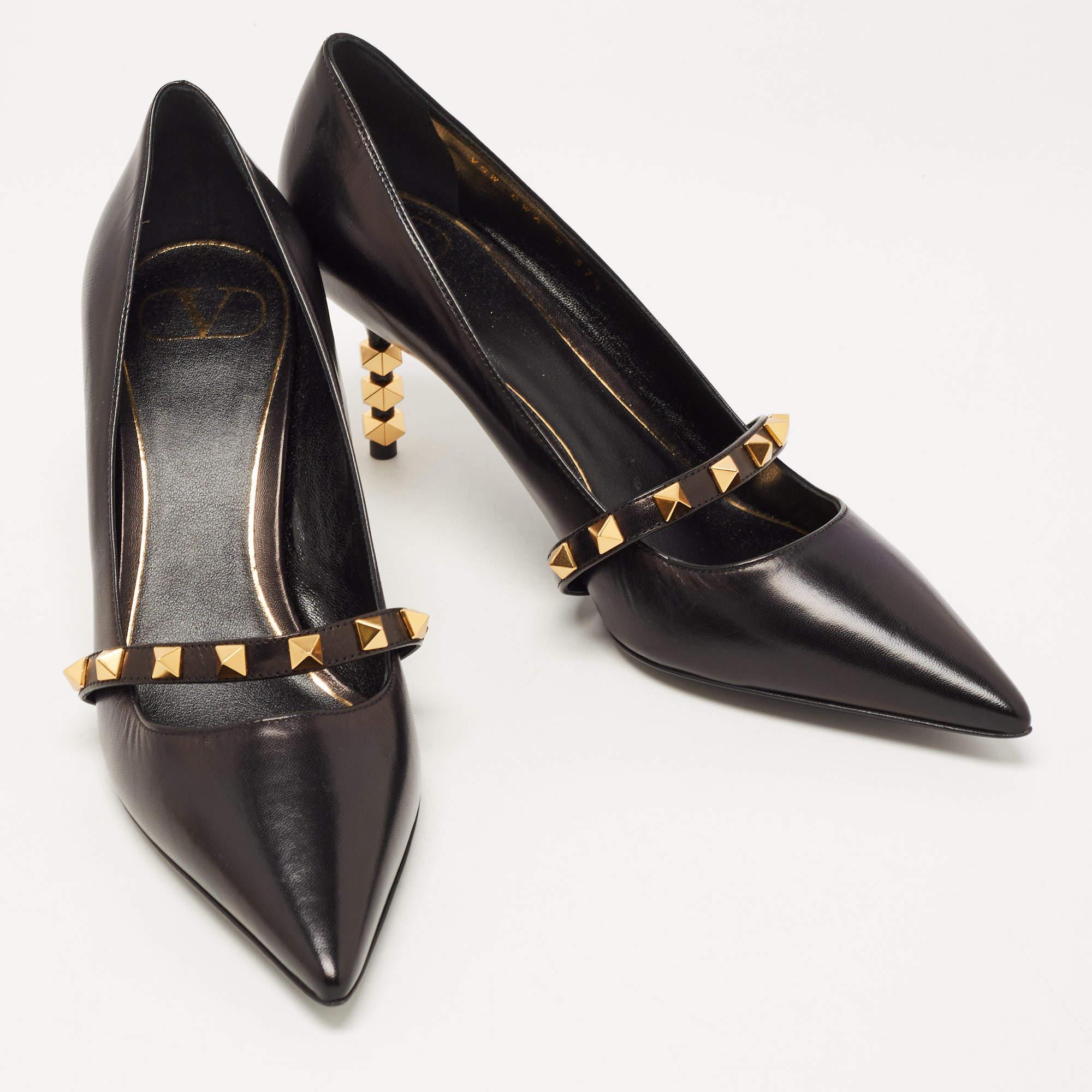 Valentino Black Leather Rockstud Pumps Size 37.5 1