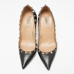 Valentino Black Leather Rockstud Pumps Size 41