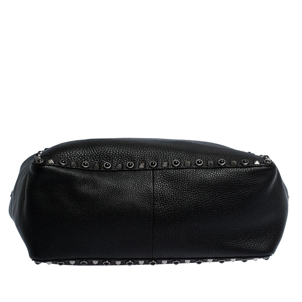 Women's Valentino Black Leather Rockstud Reversible Tote