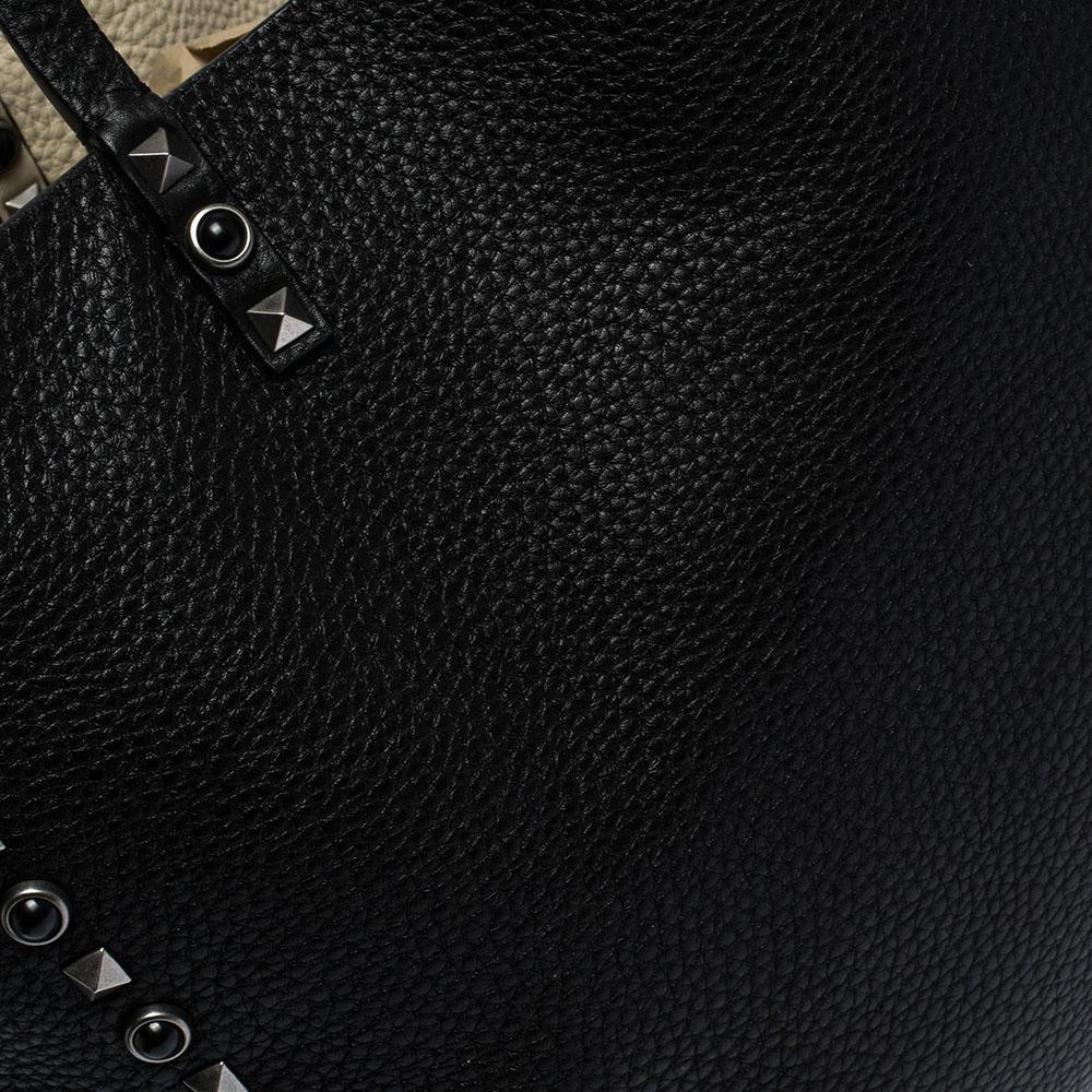 Valentino Black Leather Rockstud Reversible Tote 3