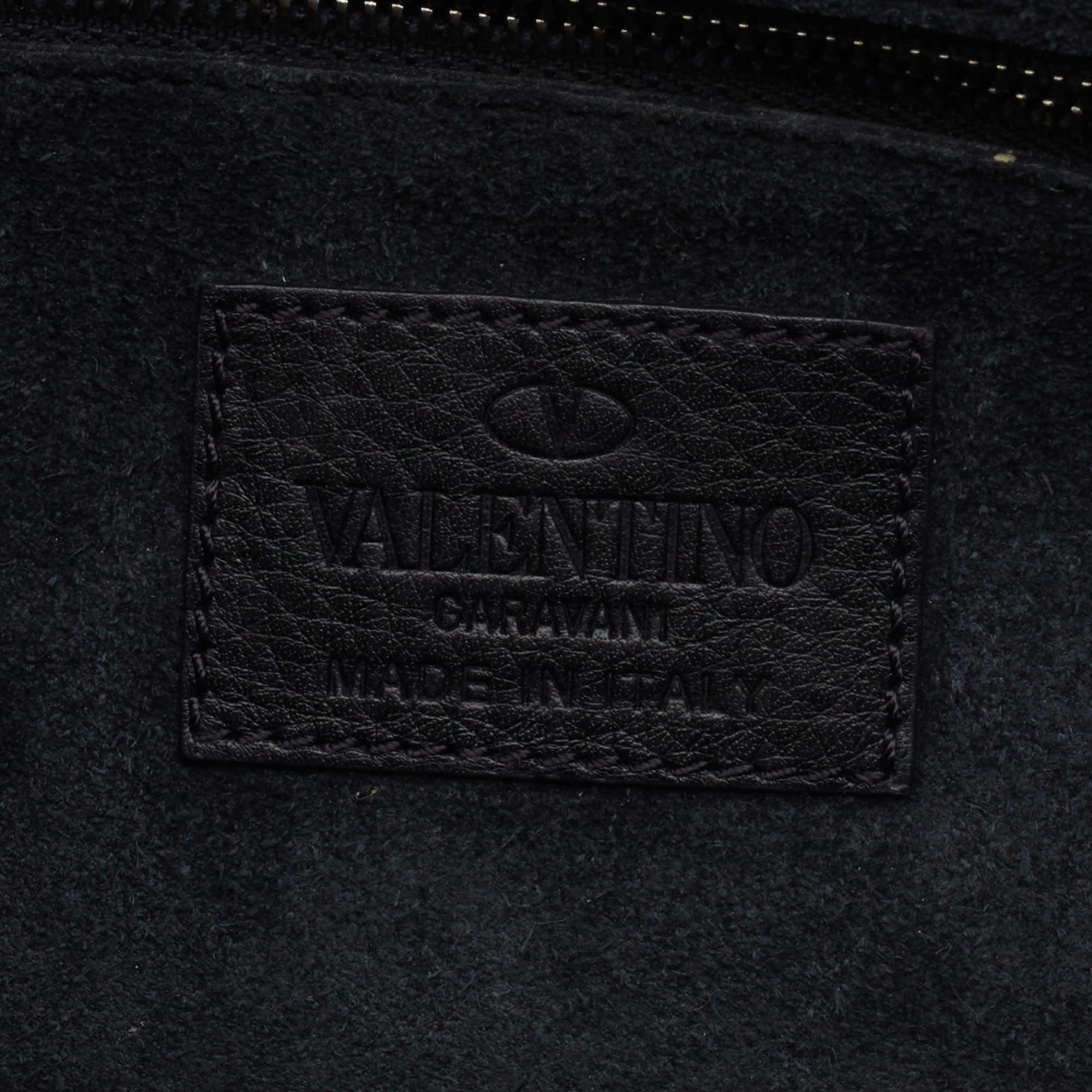 Valentino Black Leather Rockstud Rolling Bag 5