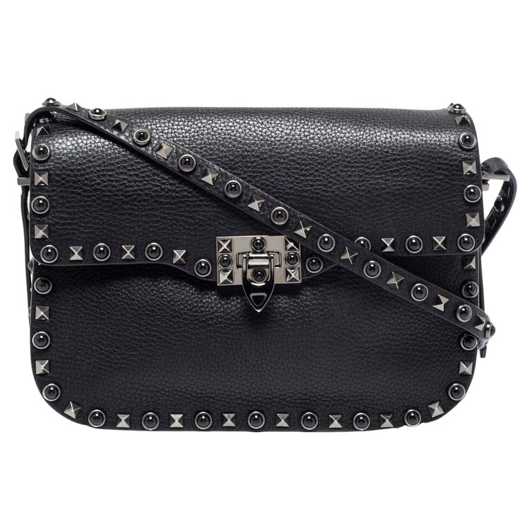 VALENTINO leather Rockstud Logo 2-Way Shoulder Bag Tote Bag black