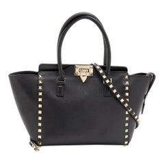 Valentino Black Leather Rockstud Shoulder Bag
