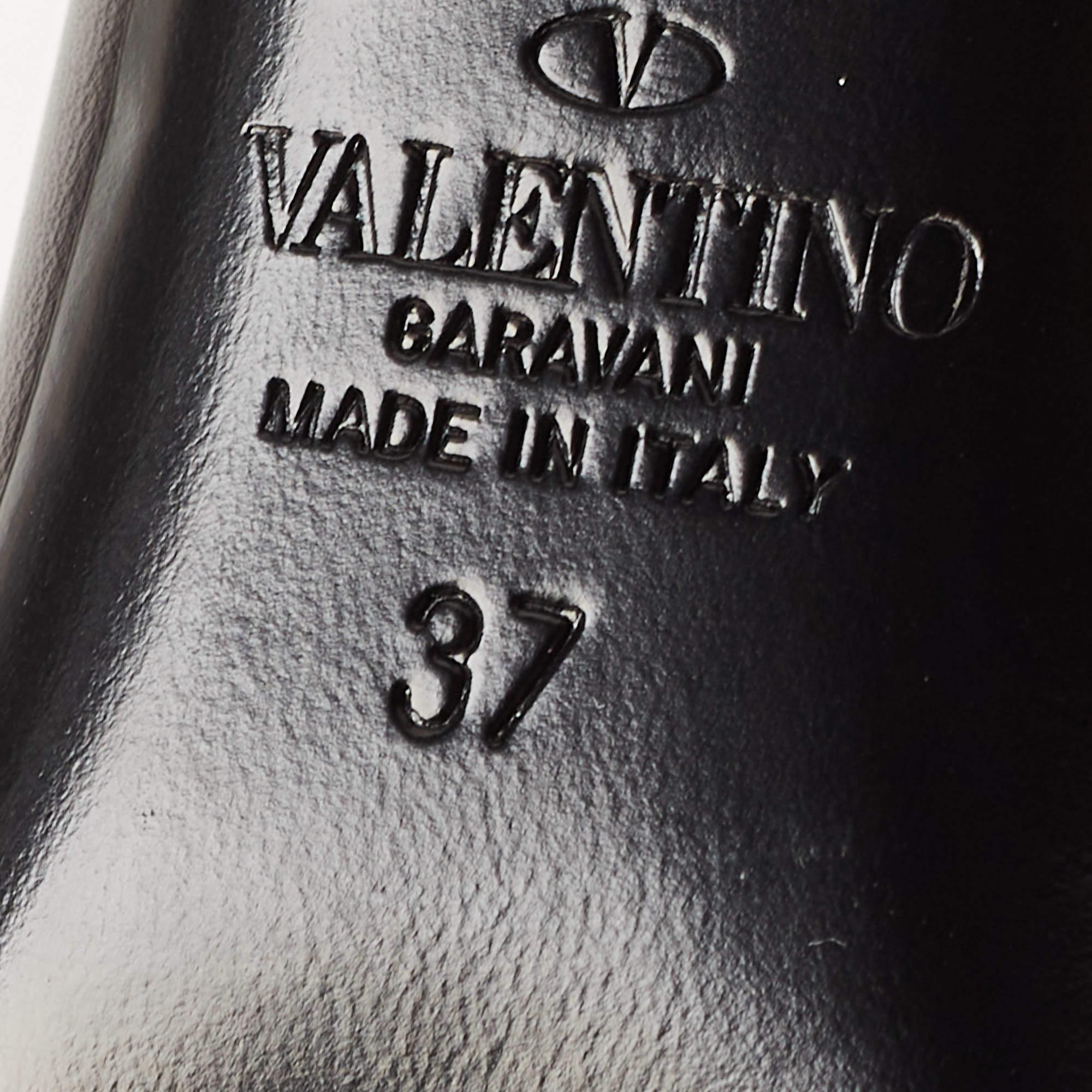 Valentino Black Leather Rockstud Slingback Pumps Size 37 2