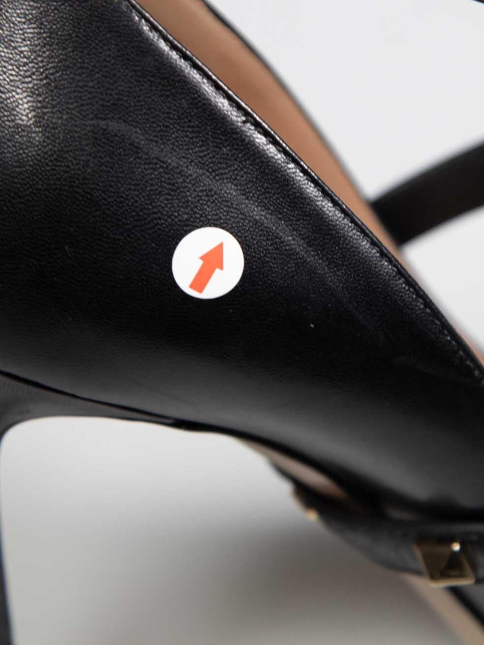 Valentino Black Leather Rockstud Strap Heels Size IT 38.5 For Sale 4