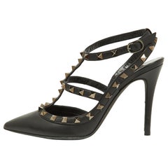 Valentino Black Leather Rockstud Strappy Pointed Toe Pumps Size Size 38.5 Valentino Black Leather Rockstud Strappy Pointed Toe Pumps Size Size 38.5