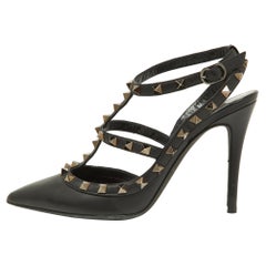 Valentino Black Leather Rockstud Strappy Pointed Toe Pumps Size Size 38.5 Valentino Black Leather Rockstud Strappy Pointed Toe Pumps Size Size 38.5