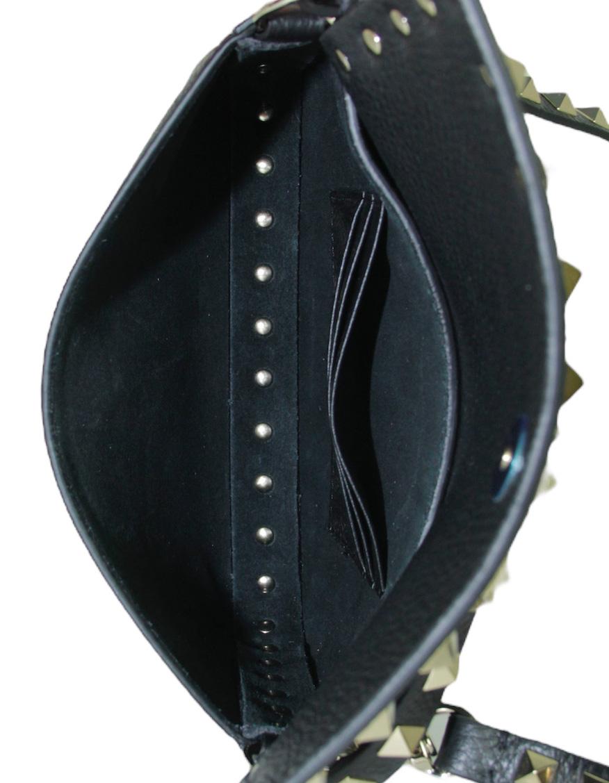 Valentino Black Leather Rockstud Top Handle Crossbody Bag For Sale 2