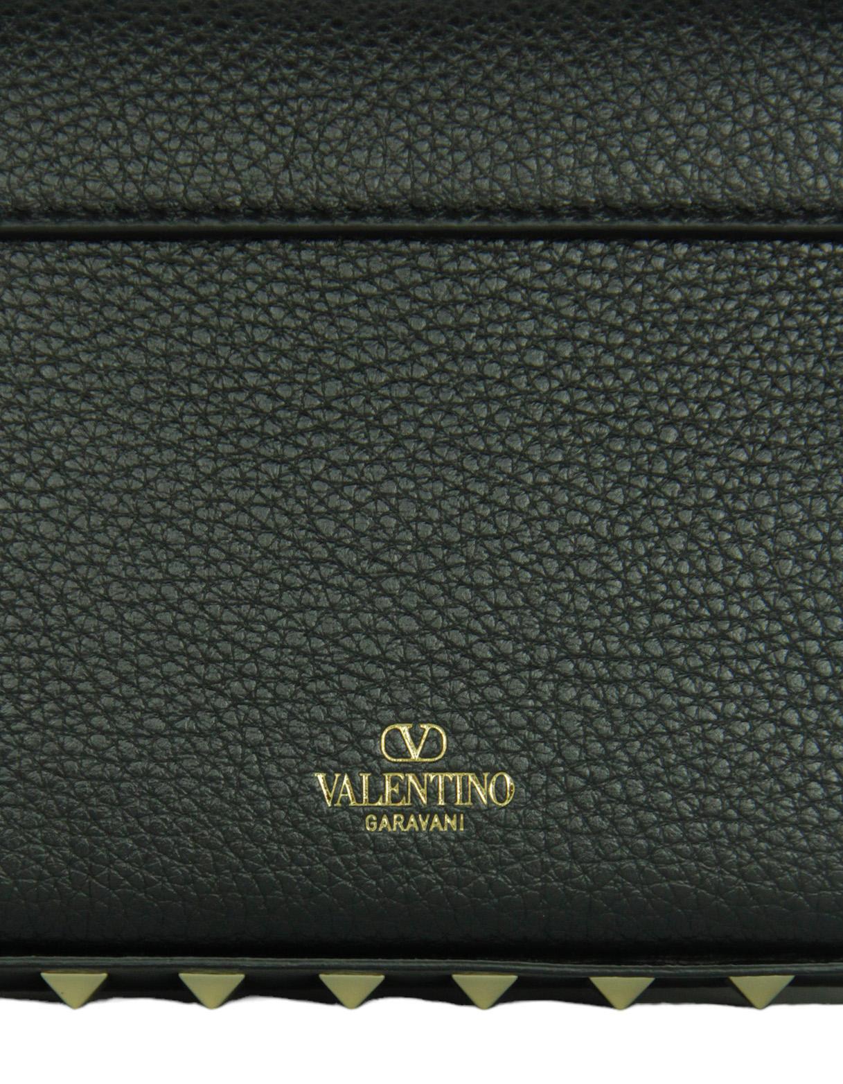Valentino Black Leather Rockstud Top Handle Crossbody Bag For Sale 3