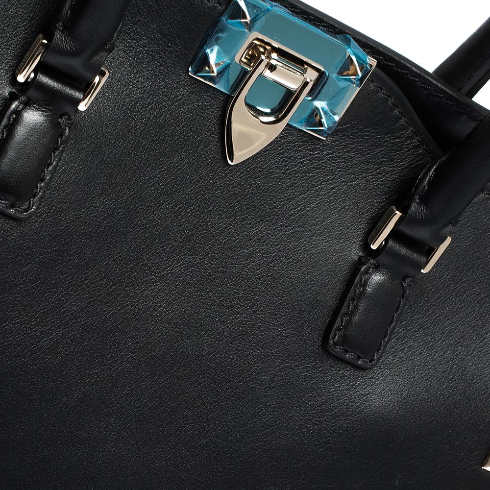 Valentino Black Leather Rockstud Tote 2