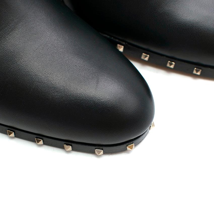 Valentino Black Leather Rockstud Trim Knee Boots 40 EU For Sale 1