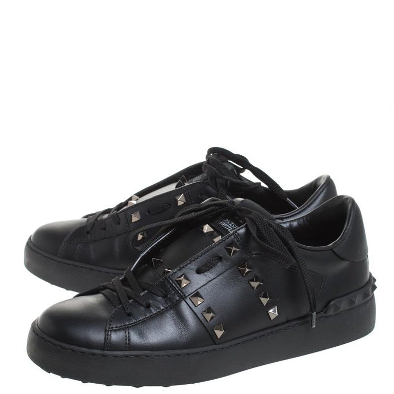 Valentino Black Leather Rockstud Untitled 11. Low Top Sneakers Size 38 ...