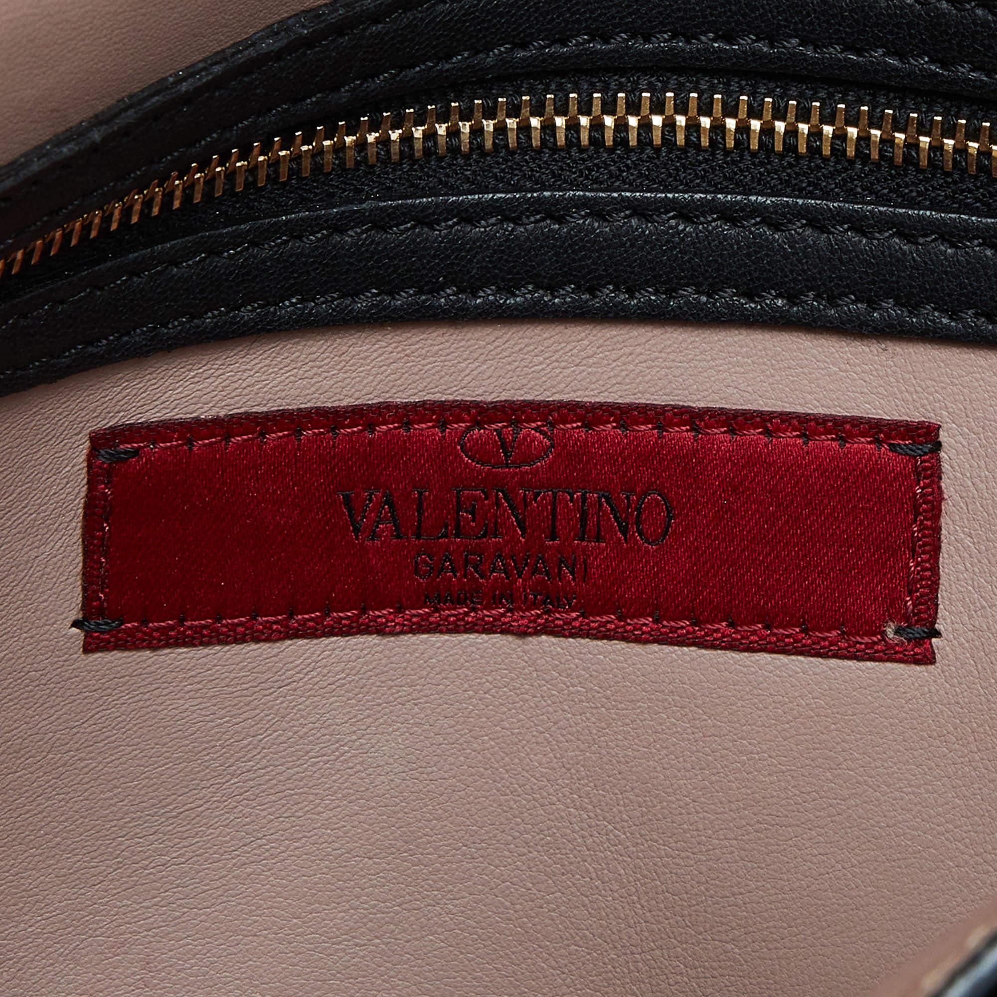 Valentino Black Leather Rockstud Wristlet Clutch 2