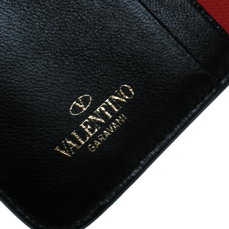 Women's or Men's Valentino Black Leather Rockstud Zip Around Flap Wallet