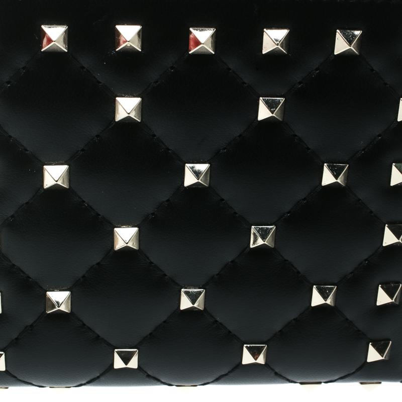 Valentino Black Leather Rockstud Zip Around Flap Wallet 2