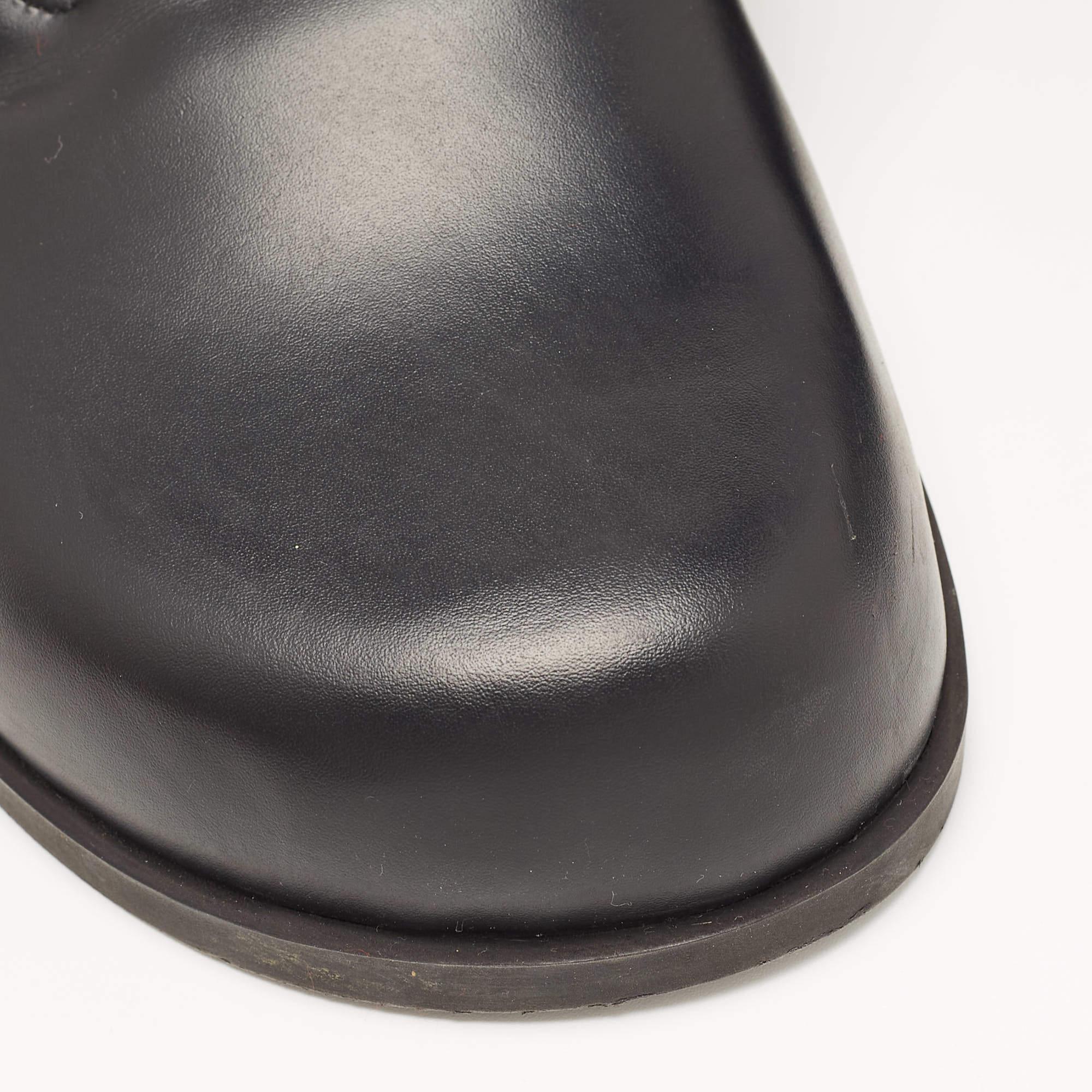 Valentino Black Leather Roman Stud Buckle Detail Flat Mules Size 38.5 2