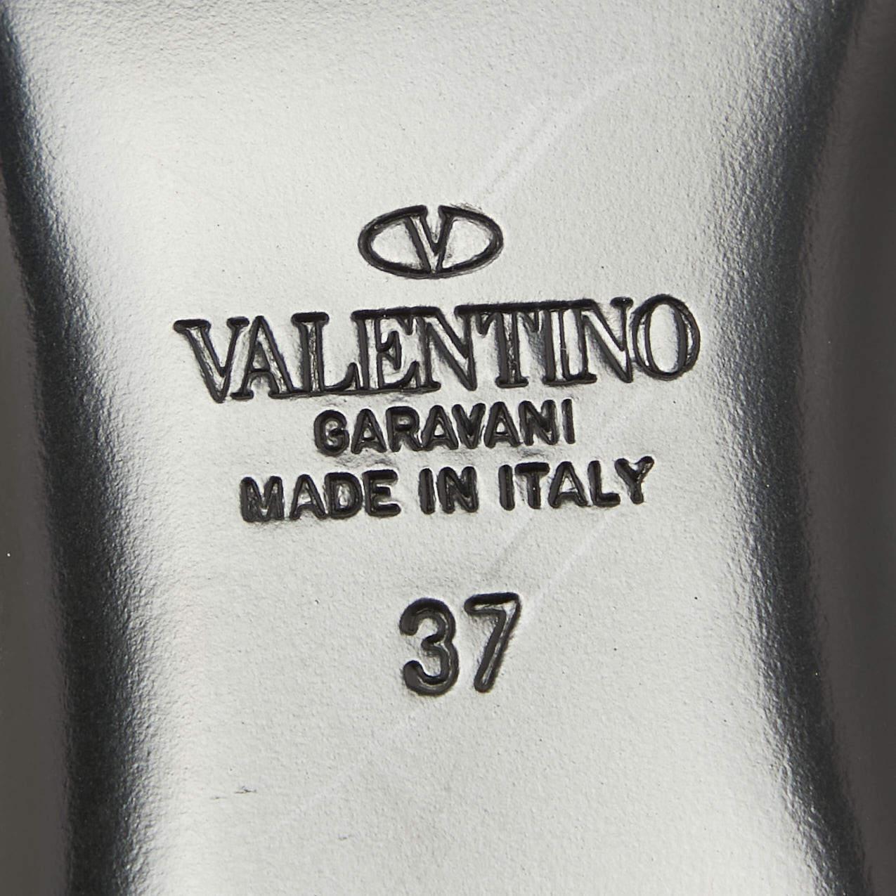 Valentino Black Leather Roman Stud Flat Mules Size 37 1