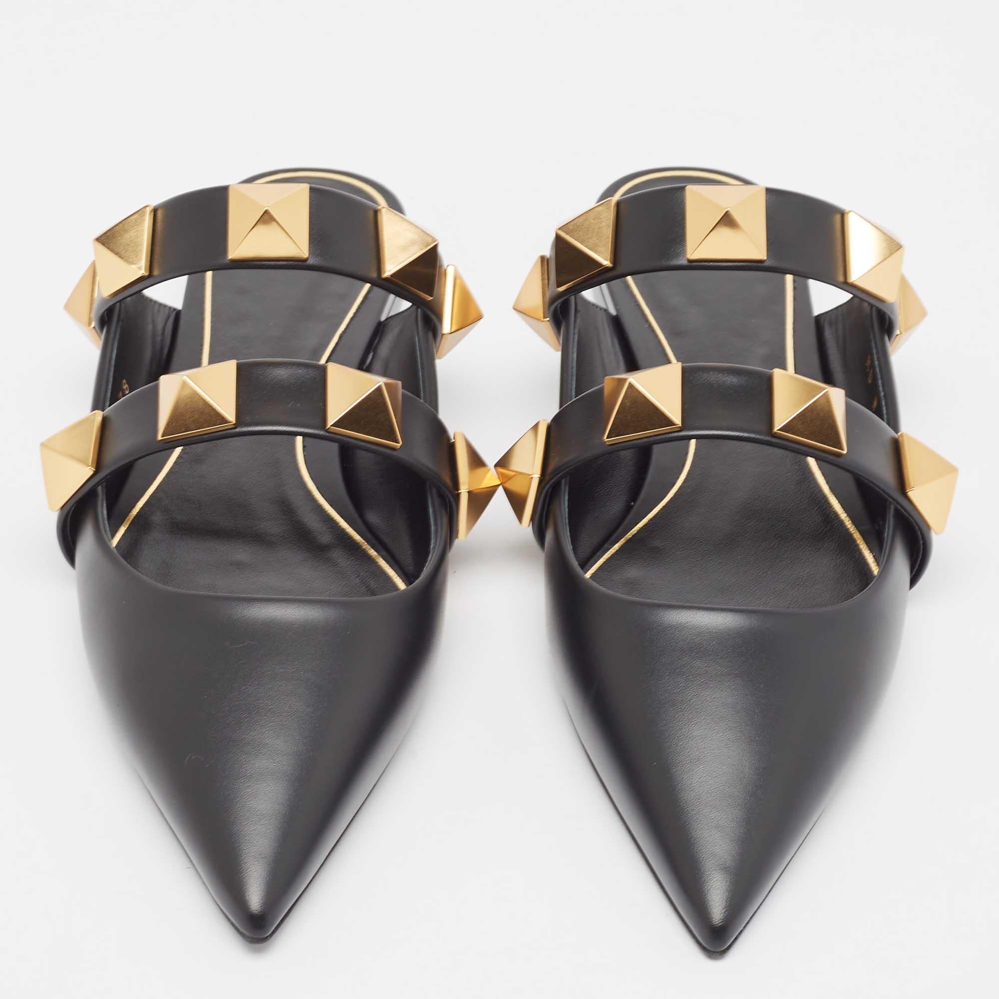 Valentino shoes are known for their unique designs that emanate the label's feminine verve and immaculate craftsmanship that makes their creations last season after season. Crafted from leather, the straps are adorned with the Roman Studs, a