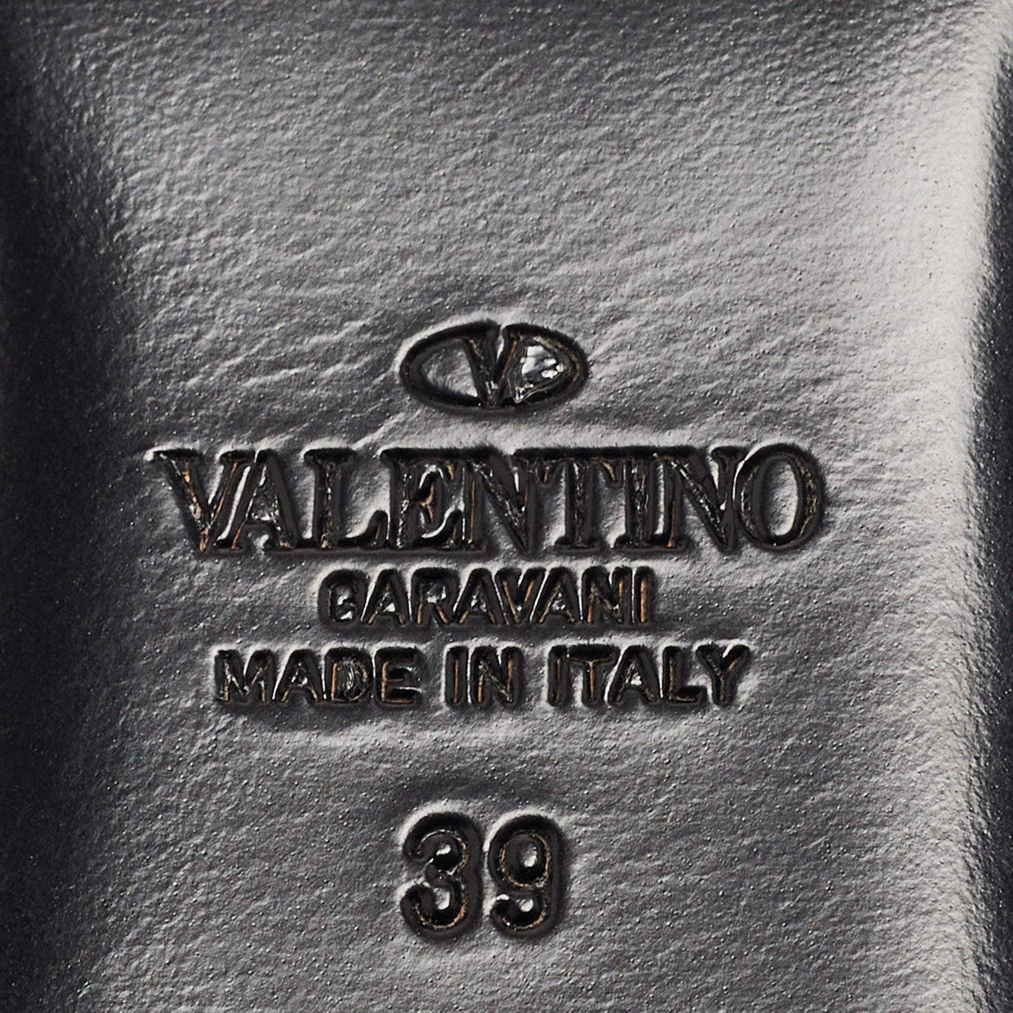 Valentino Black Leather Roman Stud Flat Mules Size 39 4