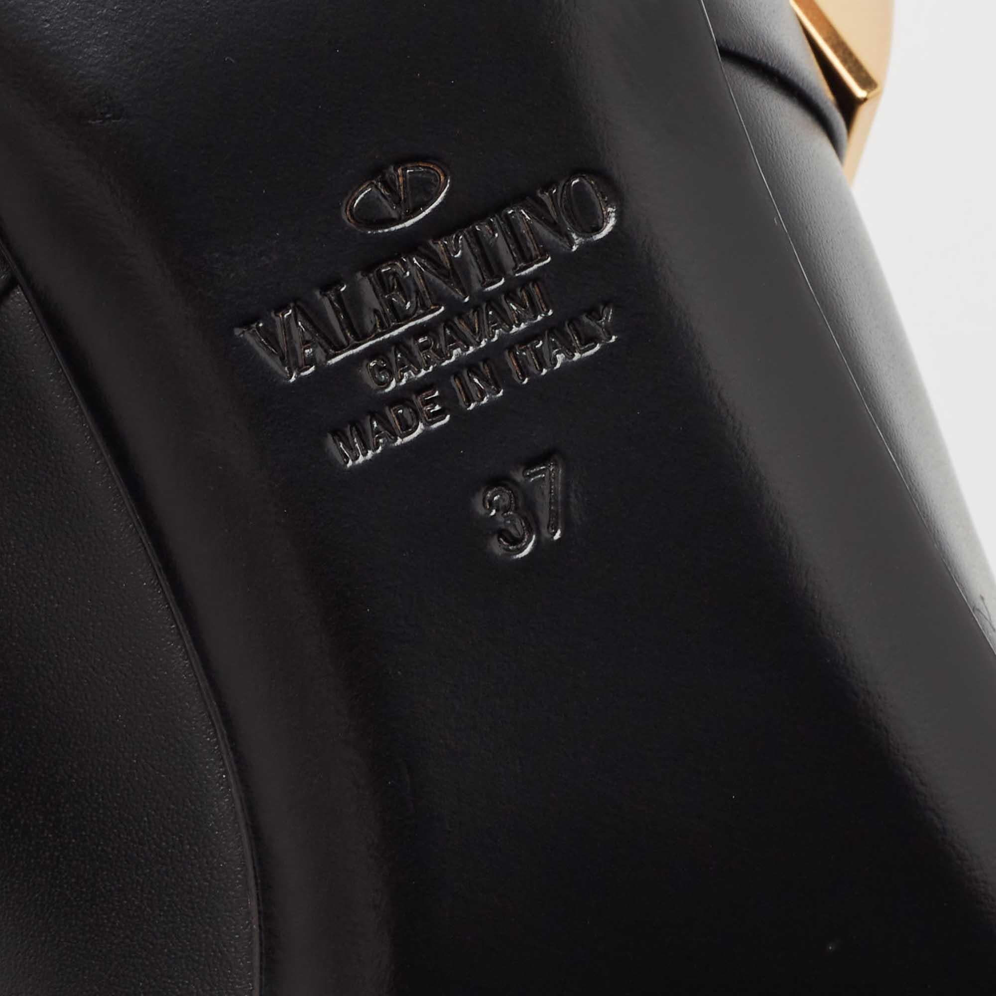 Valentino Black Leather Roman Stud Mules Size 37 3