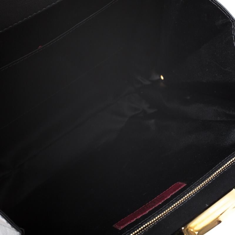 Valentino Black Leather Rose Kisslock Frame Top Handle Bag 3