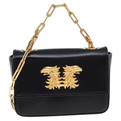 Valentino Black Leather Rubin Maison Gryphons Chain Shoulder Bag