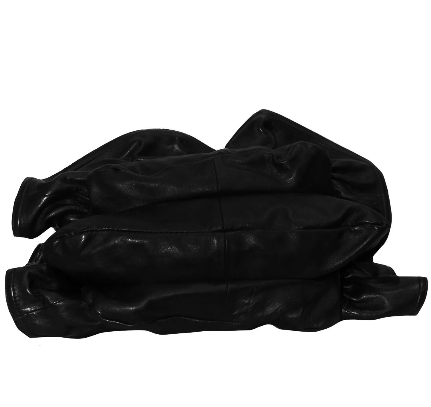 Valentino Black Leather Ruffle Frame Top Handle Bag 1