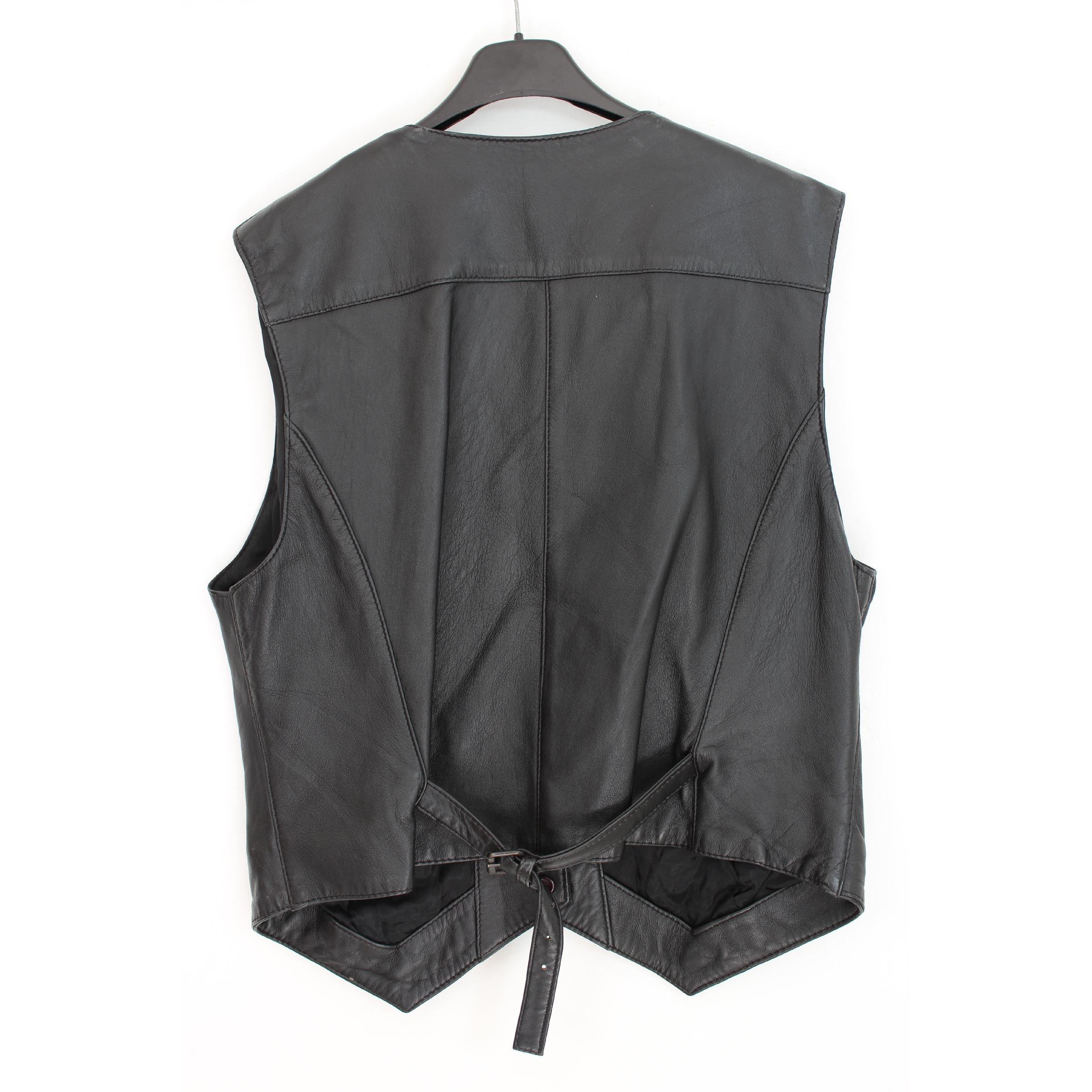 Women's Valentino Black Leather Short Biker Vest 