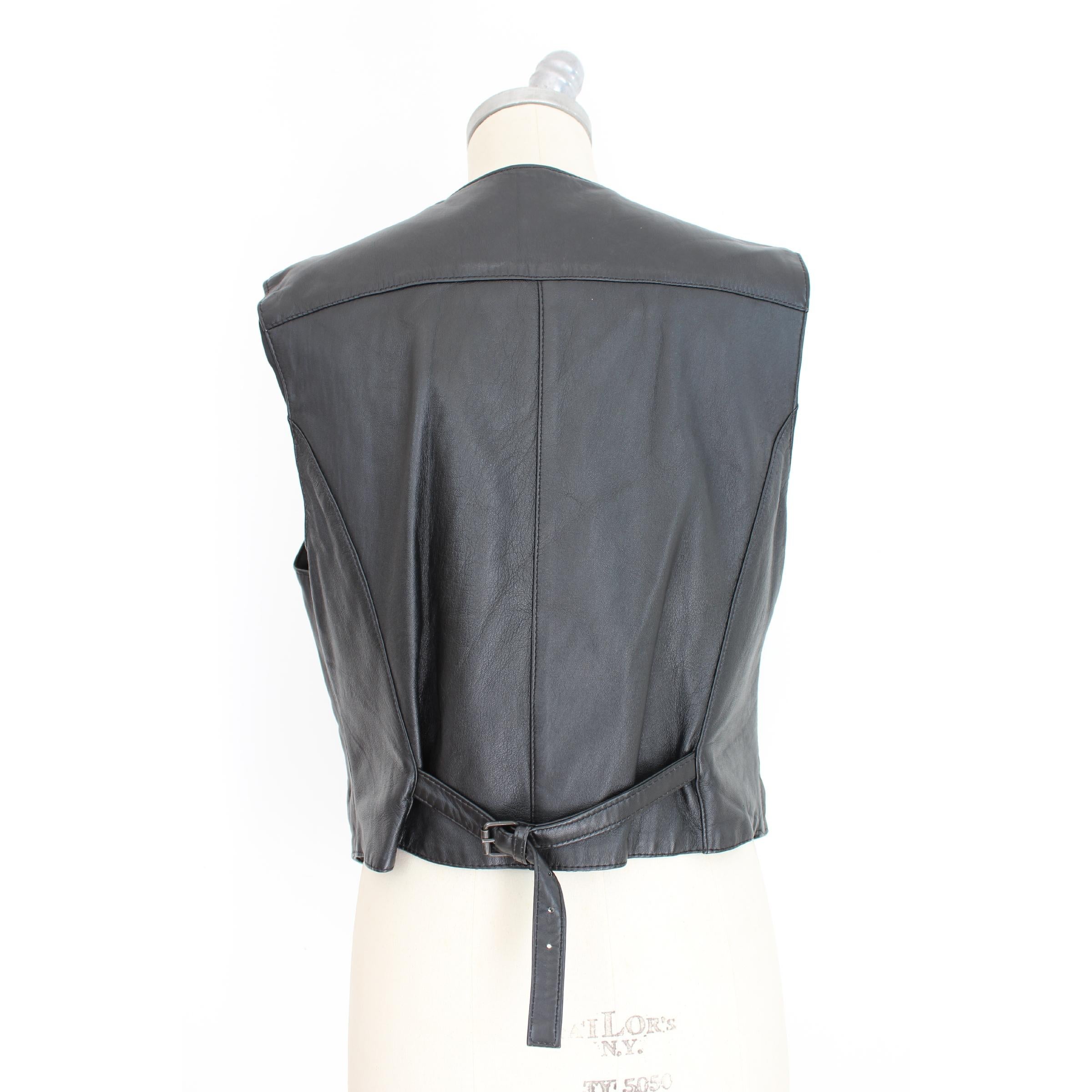 Valentino Black Leather Short Biker Vest  3