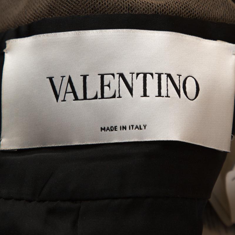 Valentino Black Leather Skirt Embellished Collar Detail Dress S 1