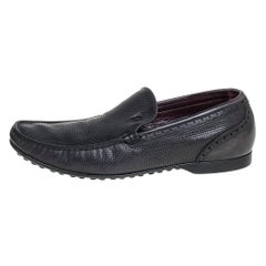 Valentino Black Leather Slip On Loafers Size 42
