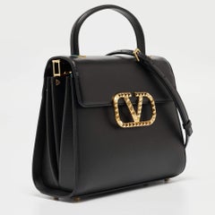 Valentino Black Leather Small Alcove Top Handle Bag