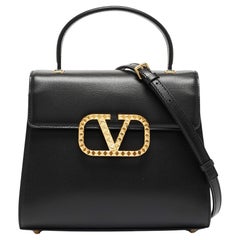 Valentino Black Leather Small Alcove Top Handle Bag