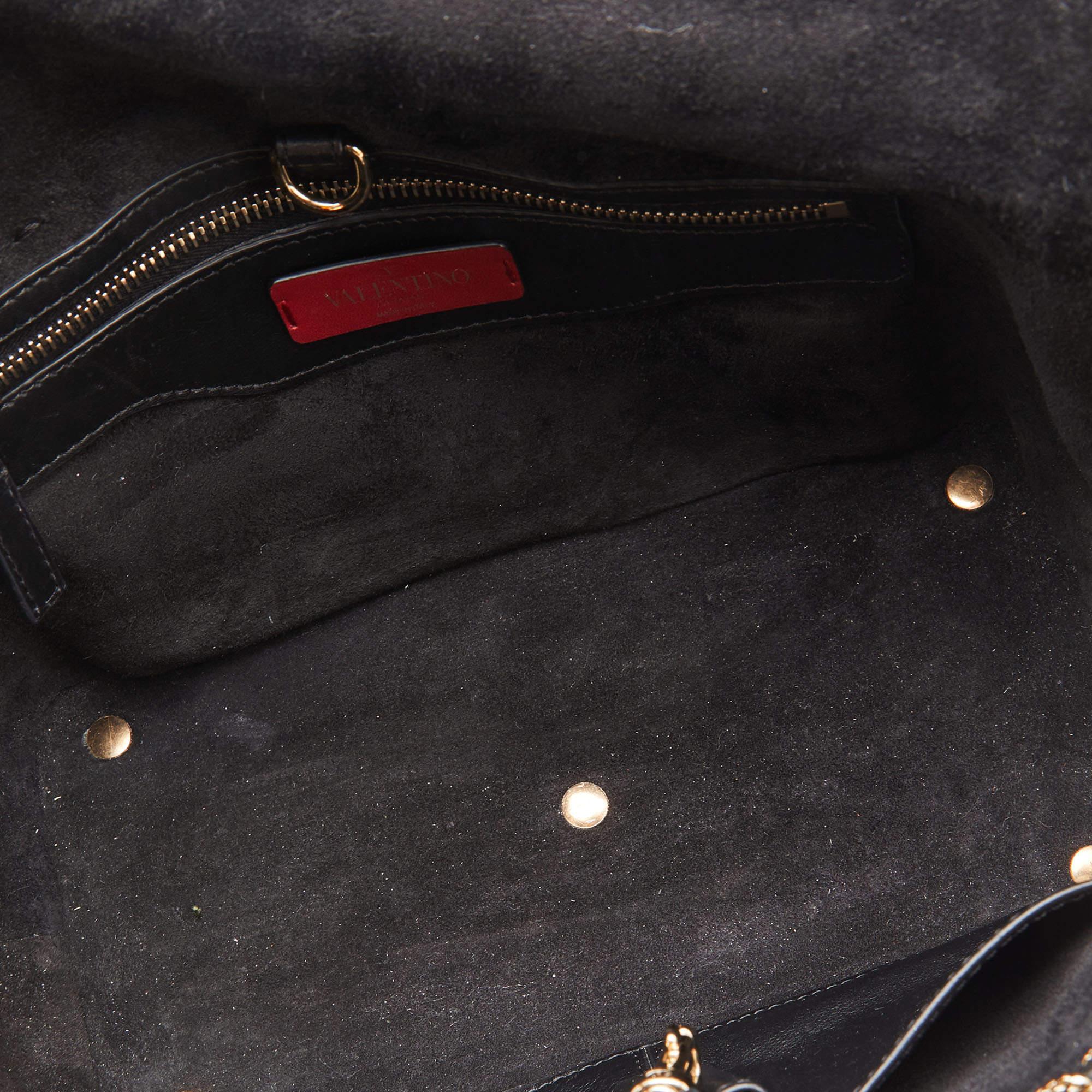 Valentino Black Leather Small Demilune Flap Satchel 8