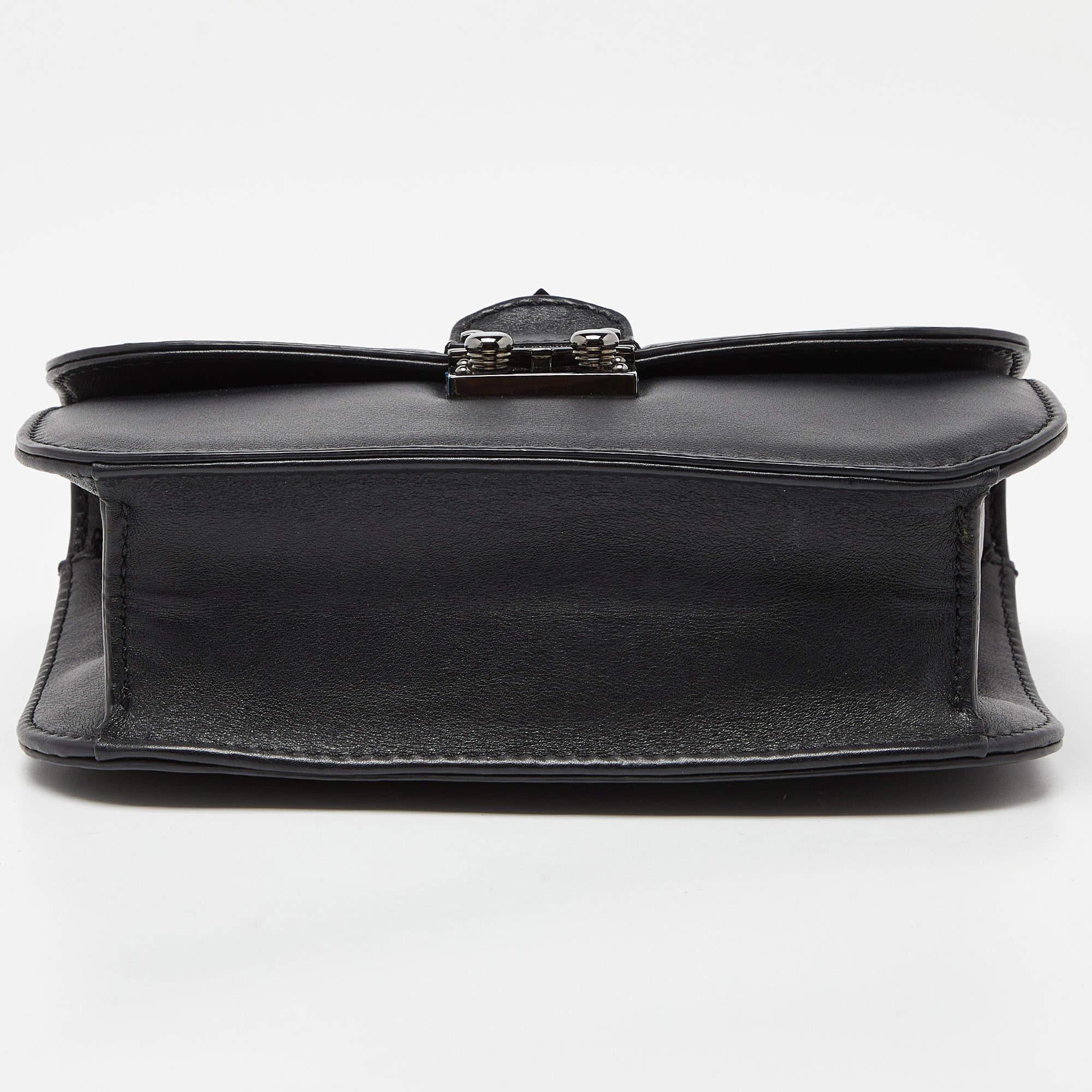 Valentino Black Leather Small Glam Lock Crossbody Bag 1