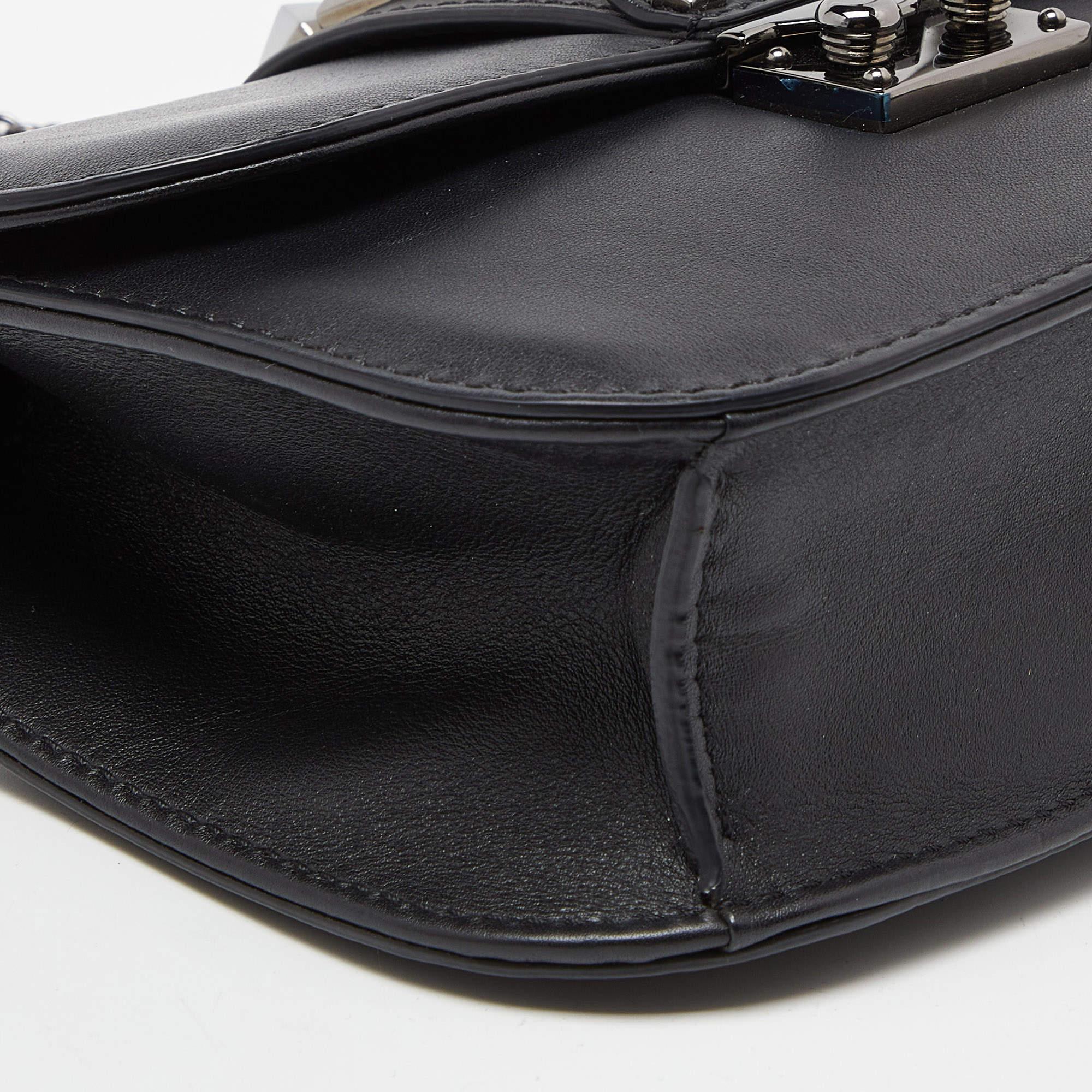 Valentino Black Leather Small Glam Lock Crossbody Bag 5