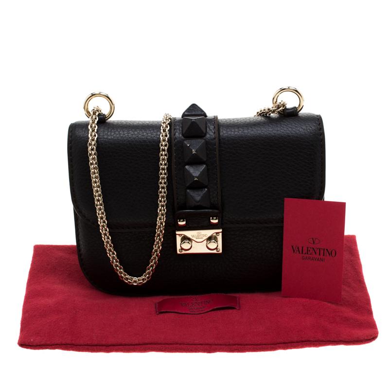 Valentino Black Leather Small Glam Lock Flap Bag 6
