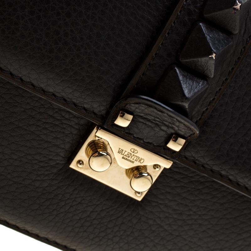 Valentino Black Leather Small Glam Lock Flap Bag 5