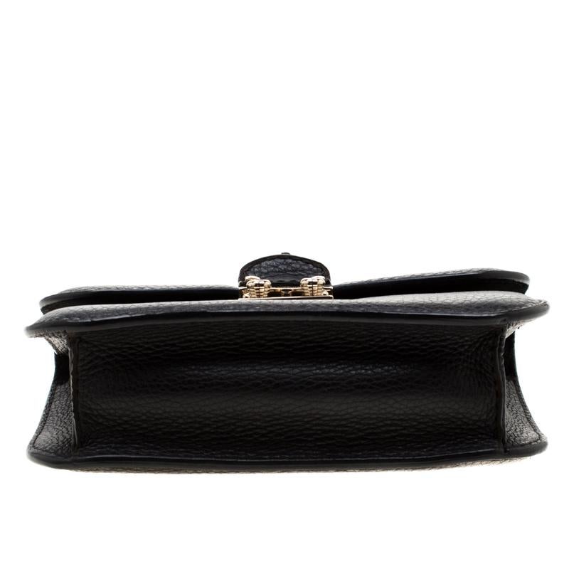 Women's Valentino Black Leather Small Glam Lock Flap Bag