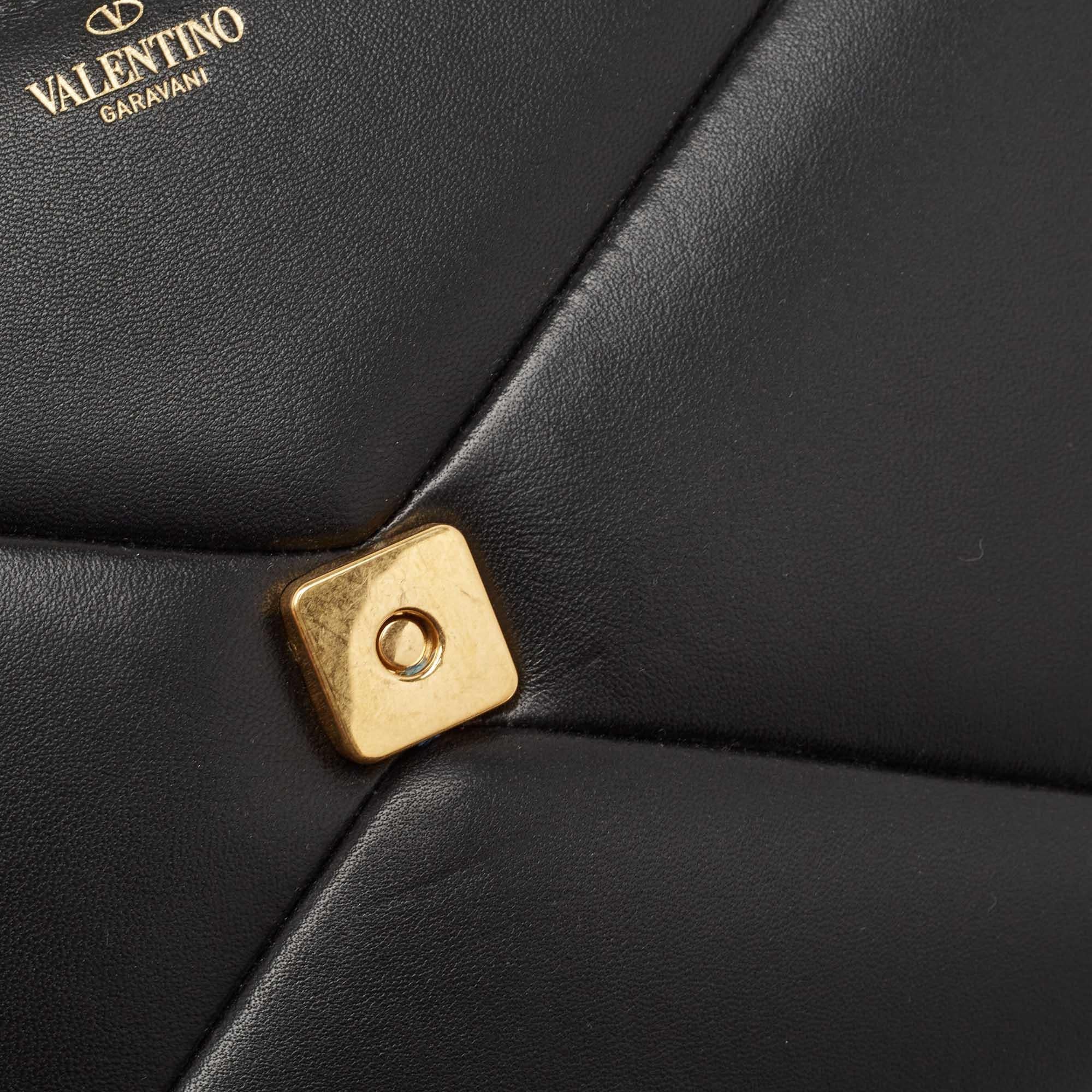 Valentino Black Leather Small One Stud Top Handle Bag 1
