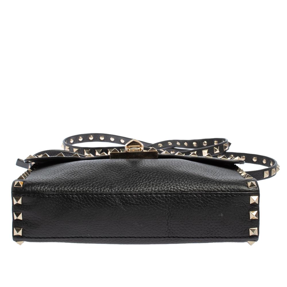 Women's Valentino Black Leather Small Rockstud Crossbody Bag