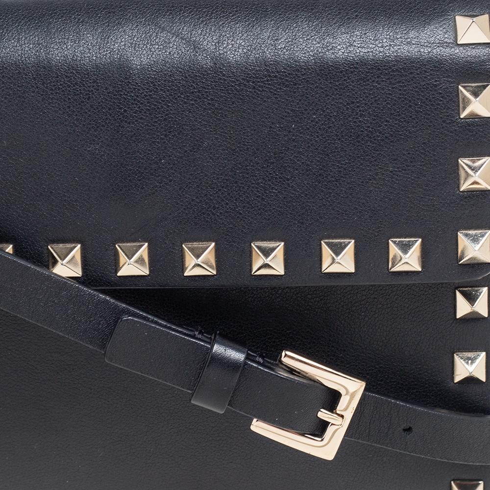 Valentino Black Leather Small Rockstud Flap Crossbody Bag 4