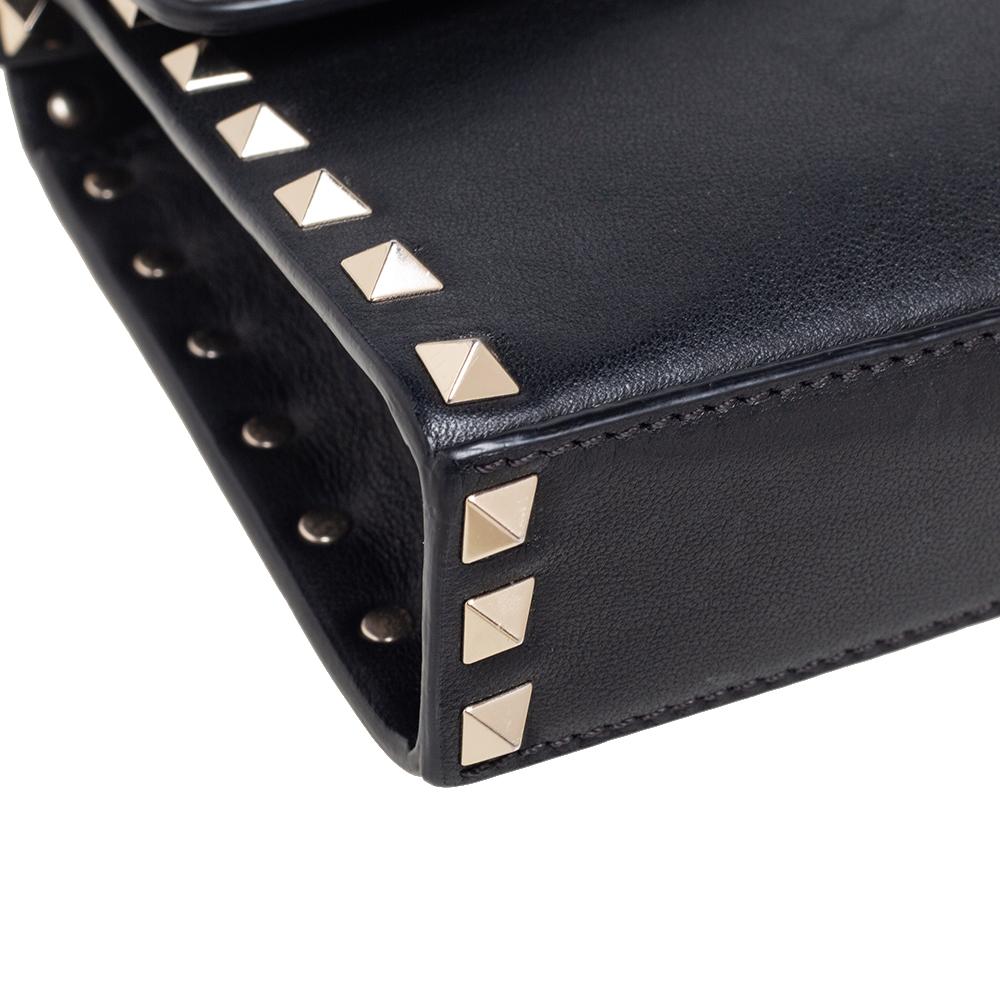 Valentino Black Leather Small Rockstud Flap Crossbody Bag 5