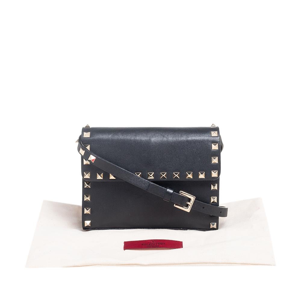 Valentino Black Leather Small Rockstud Flap Crossbody Bag 6