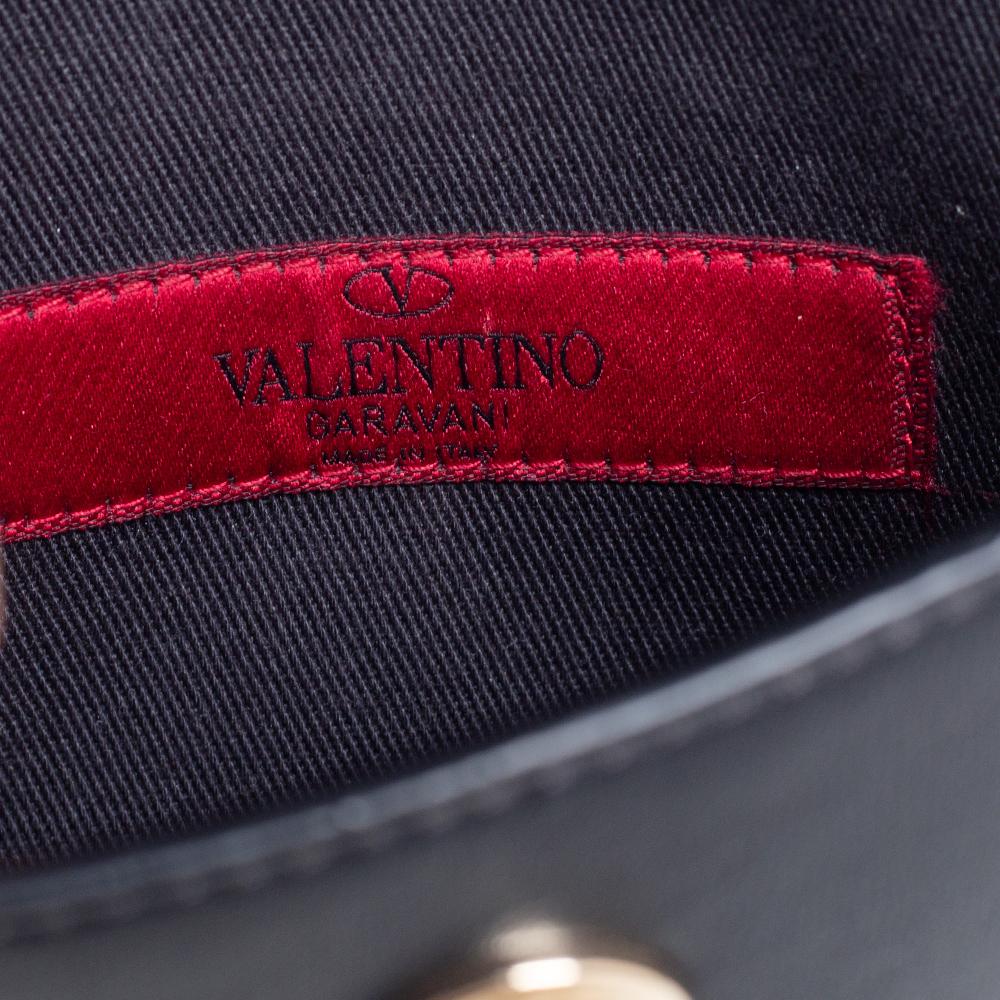 Valentino Black Leather Small Rockstud Flap Crossbody Bag 1