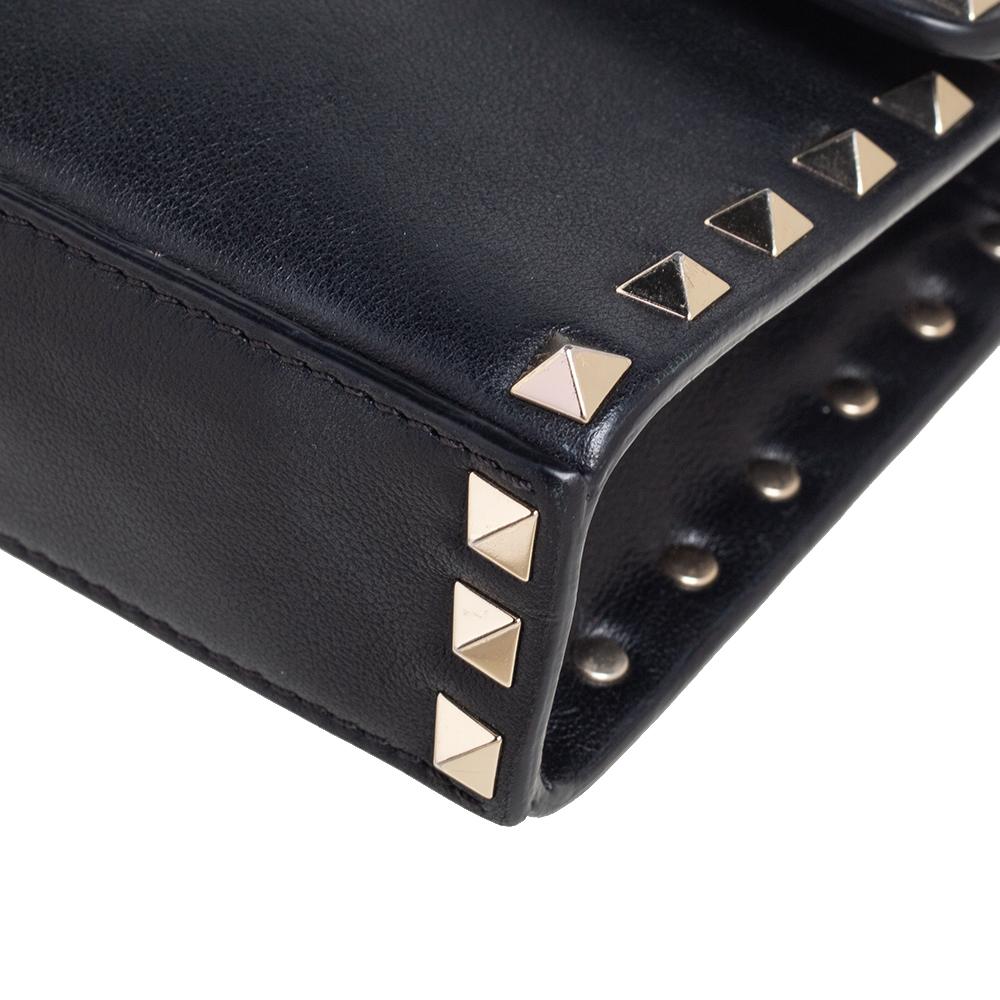Valentino Black Leather Small Rockstud Flap Crossbody Bag 3