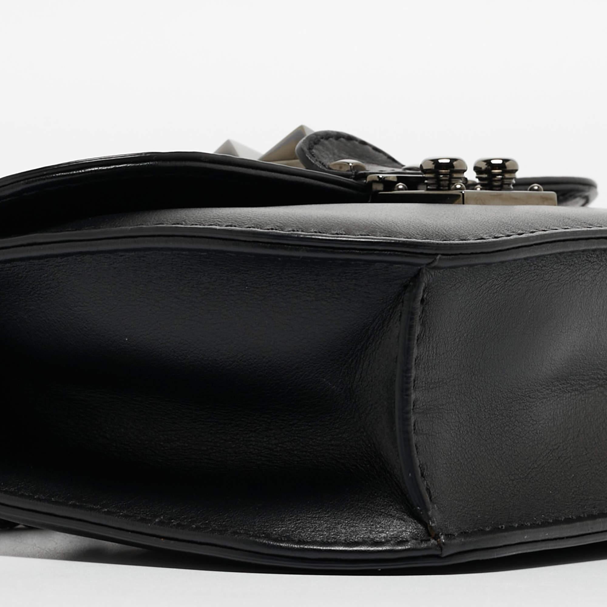 Valentino Black Leather Small Rockstud Glam Lock Flap Bag 7